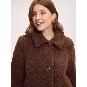 Fiorella Rubino - Giacca effetto teddy con collo a camicia - Marrone