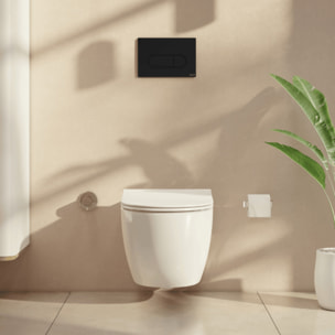 Pack WC suspendu Sento blanc mat + bâti autoportant V-Fix Core + Plaque Round noir mat