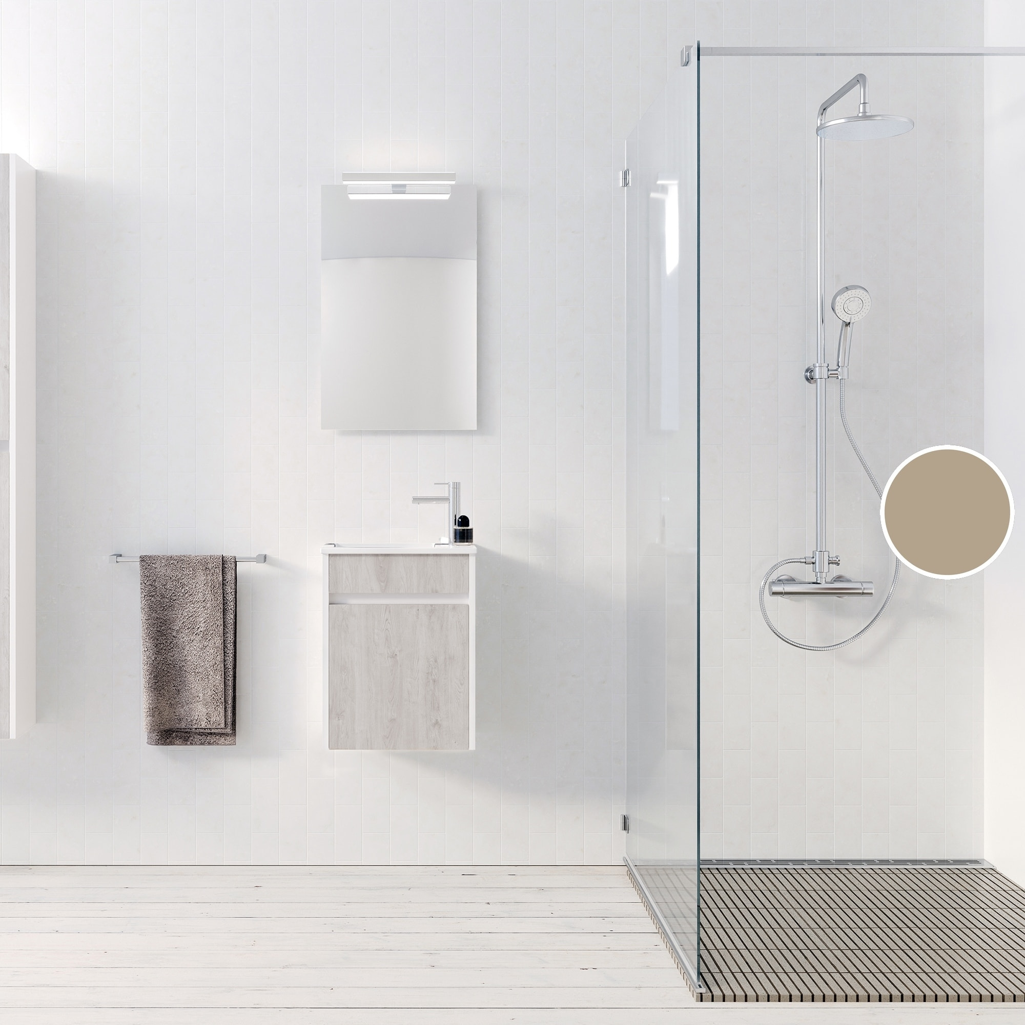 Meuble Lave Mains MINI 40x50x22 cm - Gris et Blanc