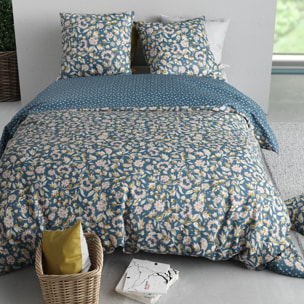 Parure housse de couette imprimé 100% percale de coton - frida - rose