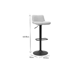 Tabourets de bar réglables pivotants 360° en tissu effet velours texturé beige et métal noir (lot de 2) BOOST