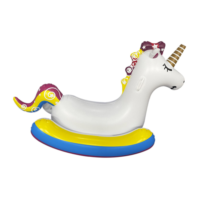 Sedia galleggiante gonfiabile per bambini, design unicorno, spara acqua.