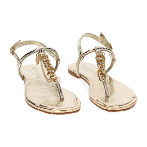 Sandalias planas oro de pitón