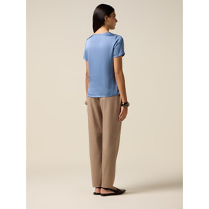Oltre - Blusa in raso di viscosa - Azzurro