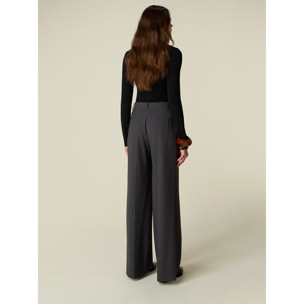 Oltre - Pantalones palazzo teñidos en hilo - Gris