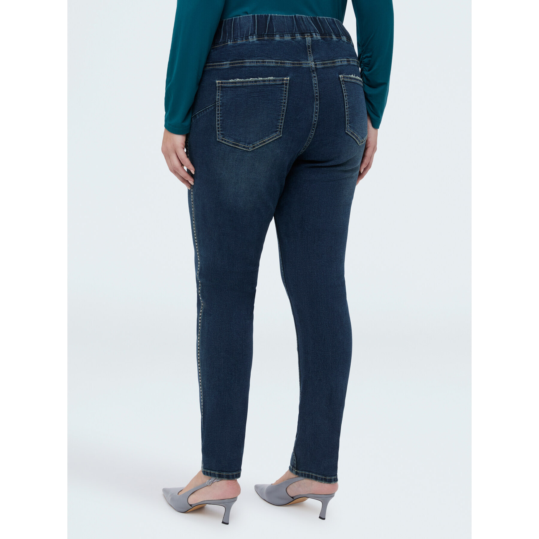 Fiorella Rubino - Jeggings effetto washed con applicazioni - Blu