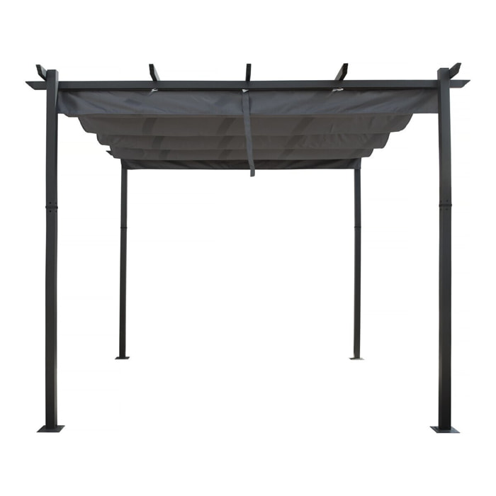 Pergola en aluminium avec toit rétractable - 3 x 3 m - Gris