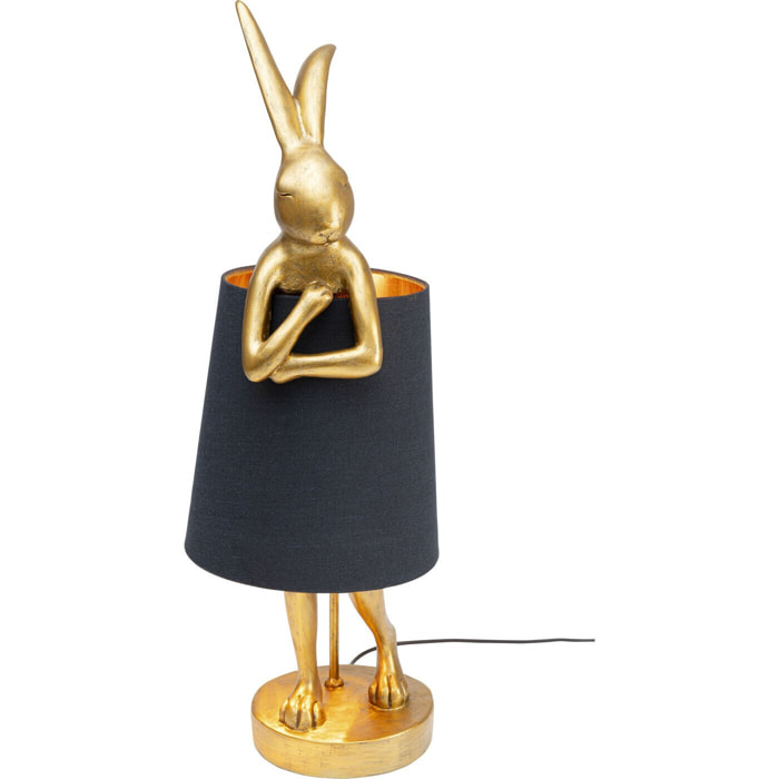 Lampe Animal lapin 50cm dorée et noire Kare Design