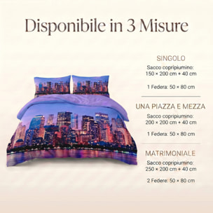 Parure Copripiumino in 100% Cotone con Federe Coordinate, Morbida e Traspirante, Certificata OEKO-TEX, Fantasie Moderne per Camera da Letto
