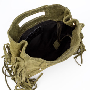 Barbata borsa a tracolla donna. Pelle scamosciata autentica con borchie decorative.