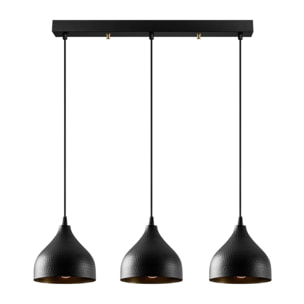 Suspension en métal noir 3 ampoules LUISA