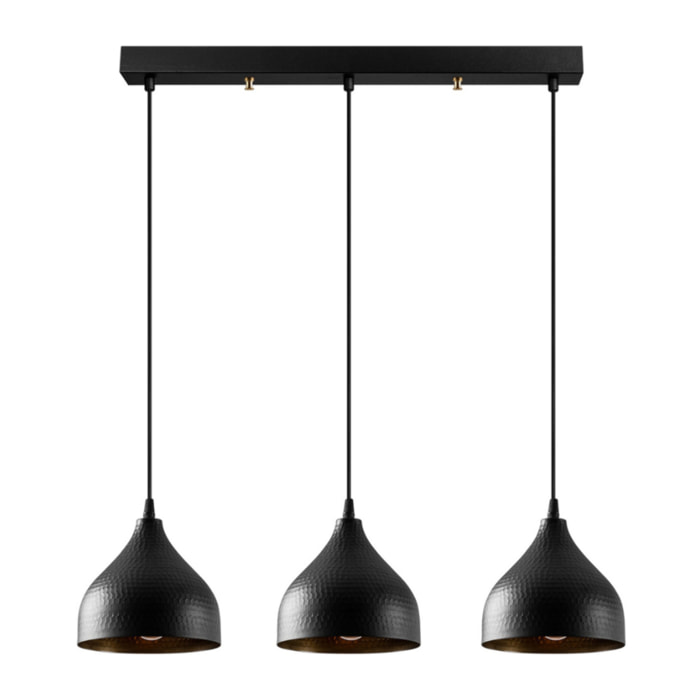 Suspension en métal noir 3 ampoules LUISA