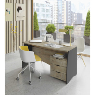 Scrivania con 3 Cassetti Bliss Scrittoio da Studio o Ufficio Mobile Desk da Soggiorno Sala da Pranzo 136 x 74 x 67 cm Colore Rovere E Grigio