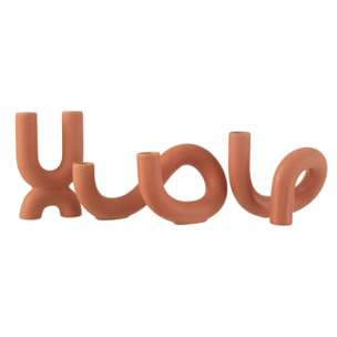 J-Line bougeoir Torsion 2 Bougies - céramique - orange