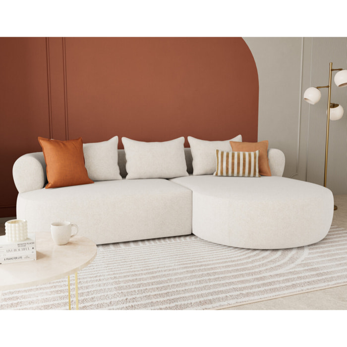 Angela - canapé d'angle droit 4 places en velours texturé - Beige