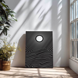 Tableau soleil abstrait noir et blanc Toile imprimée