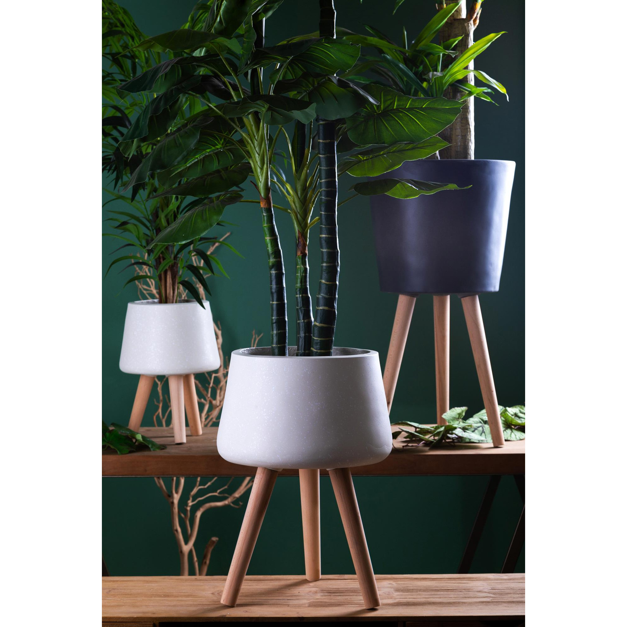 Vaso Con Gambe Faggio. Misure 40X75 Cm - Pezzi 1 - 40X75X40cm - Colore: Bianco - Bianchi Dino - Decori Casa E Complementi