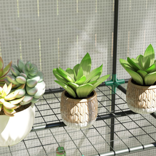 Invernadero de Exterior con Techo Inclinado Invernadero Pequeño con 3 Estantes 2 Puertas Enrollables Cubierta de PE y Marco de Acero para Cultivos Plantas Flores 144x48x152 cm Blanco