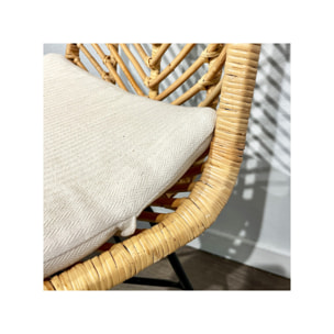 Chaise en rotin naturel tressé avec coussin blanc – RATTAN 2