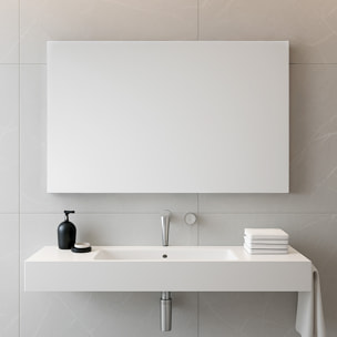 Specchio Rettangolare Filolucido Con Vetro Da 5 mm Bordi a 90&deg; Installazione Verticale e Orizzontale Reversibile Con Pellicola Antiesplosione e Ganci Inclusi Design Moderno Per Bagno Casa 70 X 110 Cm