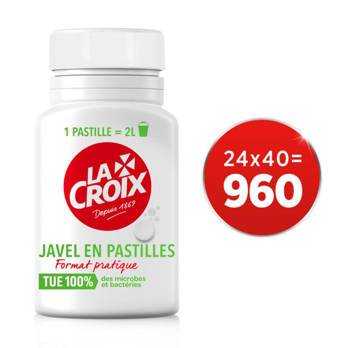 Pack de 24 - Javel en Pastilles LA CROIX Désinfectant . Boite - 40 pastilles