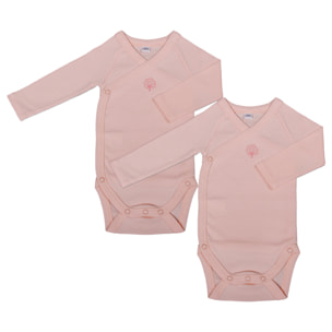 Lot de 2 Bodys manches longues coton bio Pêche