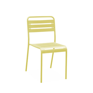 Lot de 4 chaises de jardin acier. 4 places. jaune. Amelia. L44 x P52 x H79cm