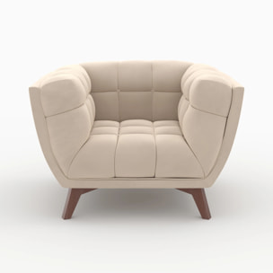 Ensemble canapé et fauteuil en velours beige 4 places - Mona