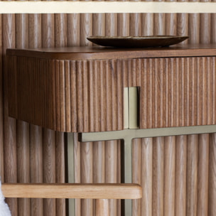 Console en effet noyer avec pieds en métal  SELMA