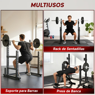 Soporte para Pesas Sentadillas, Soporte Barra Pesas Ajustable con Topes de Seguridad, Rack de Press de Banca Musculación en Casa Gimnasio, Carga 300 kg, Altura Regulable de 48-135/45-85 cm