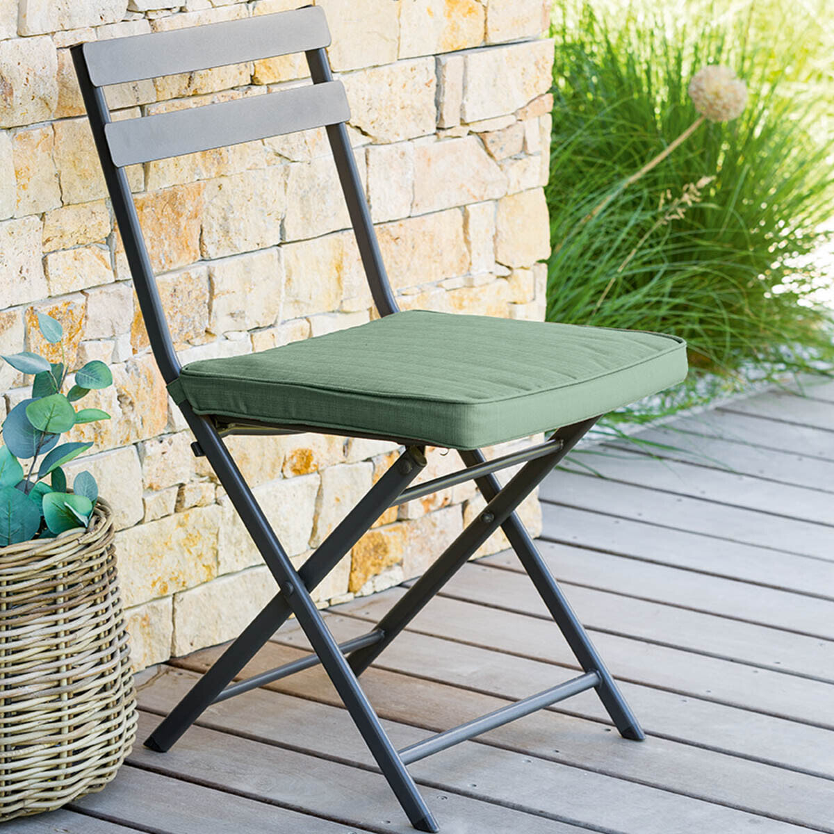 Galette de chaise 4 points Korai Vert olive