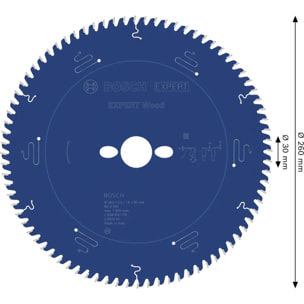 Lame de scie circulaire filaire EXPERT Wood pour scies stationnaires Ø260 mm - BOSCH - 2608902179