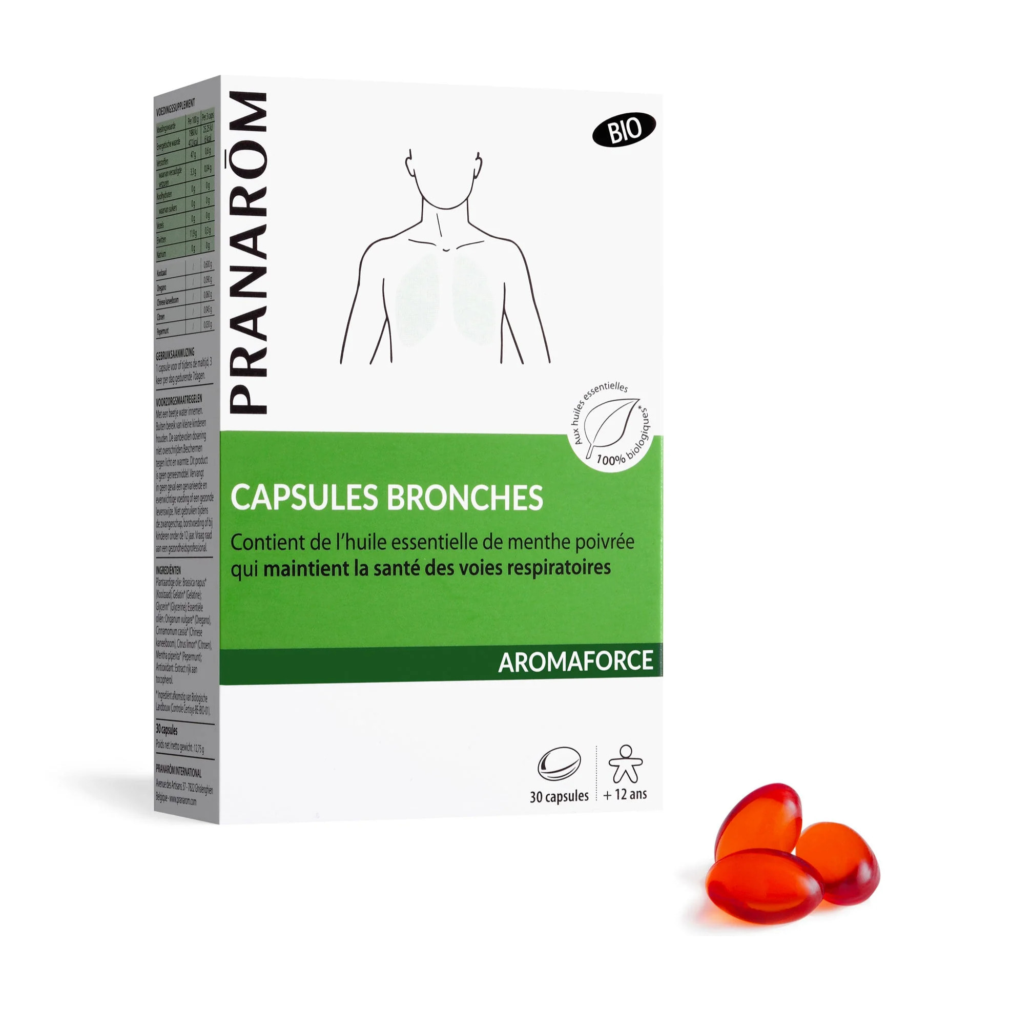 Pranarom - Capsules bronches aux Huiles Essentielles - Bio - 30 capsules