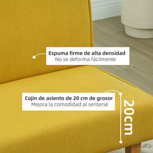 Sofá de 2 Plazas Tapizado en Pana Sofá de Salón sin Brazos con 2 Puertos USB 1 Puerto Tipo-C y Patas de Madera Sofá Pequeño Carga 240 kg 110x60x85 cm Amarillo