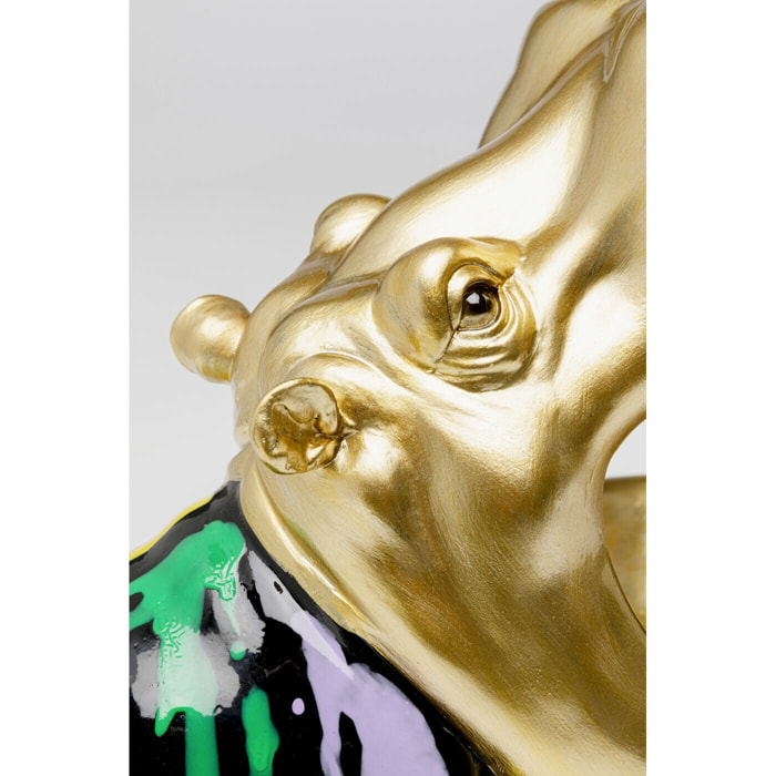 Coupe hippopotame doré coulées de peinture Kare Design