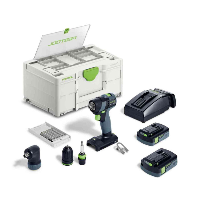 Perceuse-visseuse sans fil TXS 18 C 3,0-Set - FESTOOL - avec 2 batteries 18V 3.0Ah - chargeur - Systainer - 576896