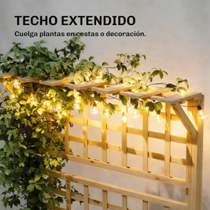 Jardinera con Enrejado y Techo de Madera, Jardinera Exterior Grande para Plantas Trepadoras, con 2 Estantes, Drenaje y Forro, Macetero Elevado para Patio, Terraza, 76x43,5x177 cm, Natural