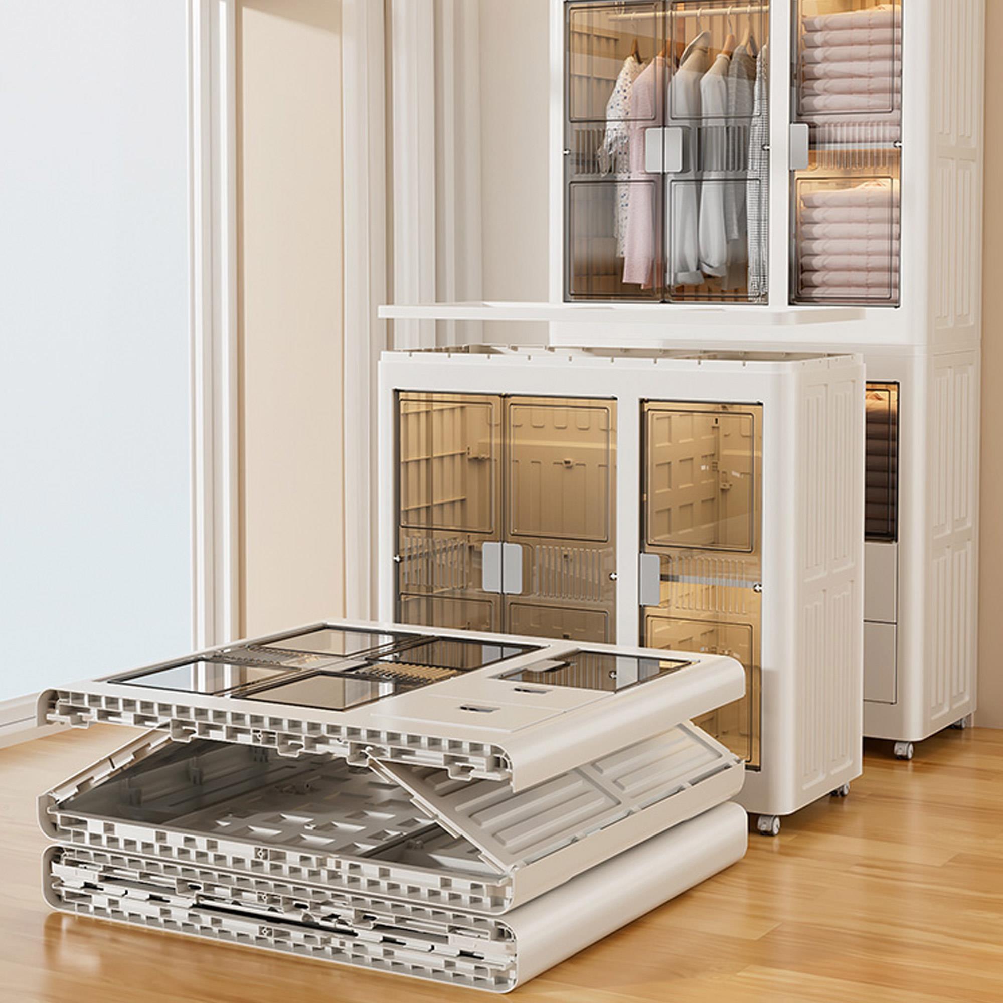 Armario plegable con Ruedas y 1 Compartimento color Blanco 75x43,5x96,5cm