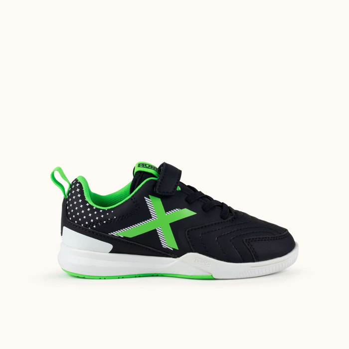 Zapatilla Deportiva Infantil en Negro y Verde con Cordones Elásticos MUNICH RONDITO KID ELASTIC LACES 20