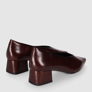 Zapatos de Piel - Marron - Tacón: 5 cm