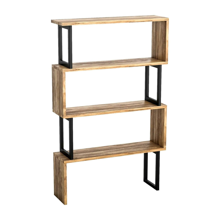 Libreria Haruto, Scaffale da ufficio, Mobile portalibri, Biblioteca, 80x22h128 cm, Noce