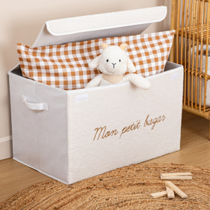 Coffre de rangement enfant Yuma blanc bouclette 36x57cm