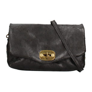 Borsa a tracolla da donna Made in Italy - Modello Floralia Lux - Pelle scamosciata - 25.0 x 15.0 x 11.0 cm