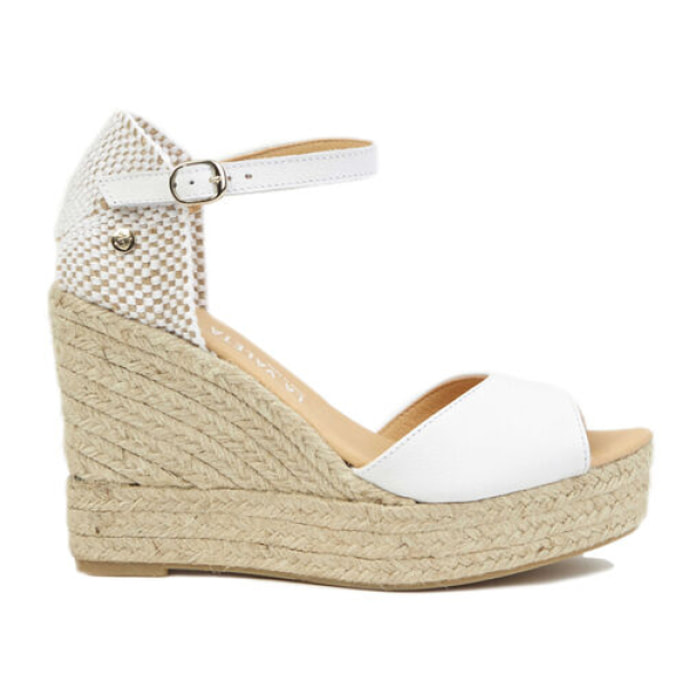 Sandalias de Cuña para Mujer - LA VALETA CHARLENE PEEP TOE Blanco