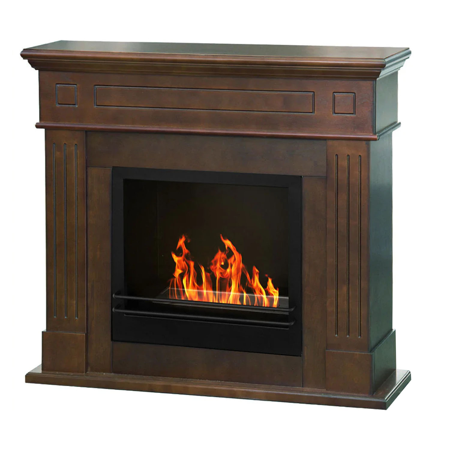 Cambridge - Camino a bioetanolo da terra in legno 110x37xH102 cm, colore marrone
