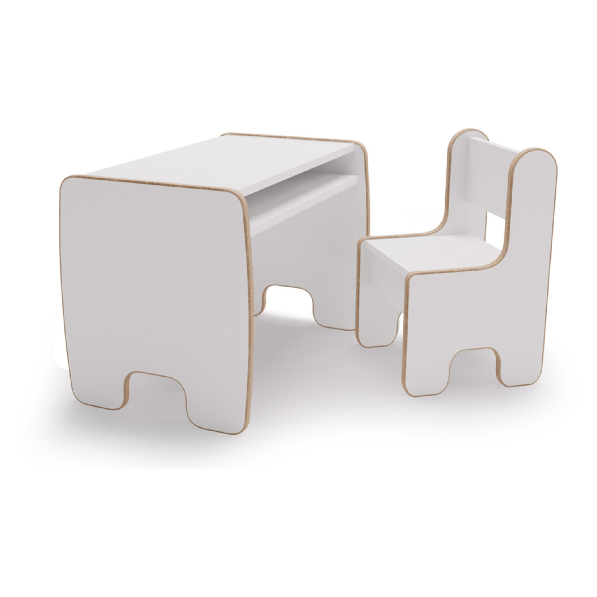 Set Timi Tavolo e Sedia per Bambini in MDF Bianco