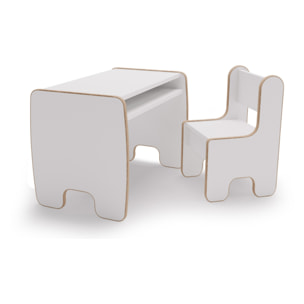 Set Timi Tavolo e Sedia per Bambini in MDF Bianco
