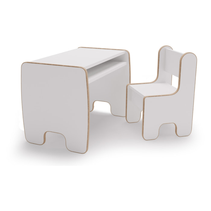 Set Timi Tavolo e Sedia per Bambini in MDF Bianco