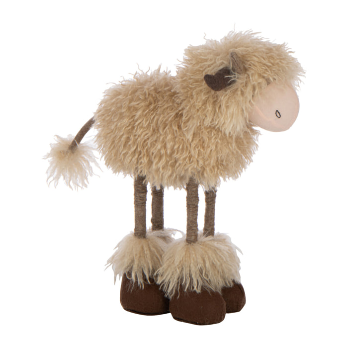 J-Line décoration Vache Télescopique - polyester - brun foncé/beige - small