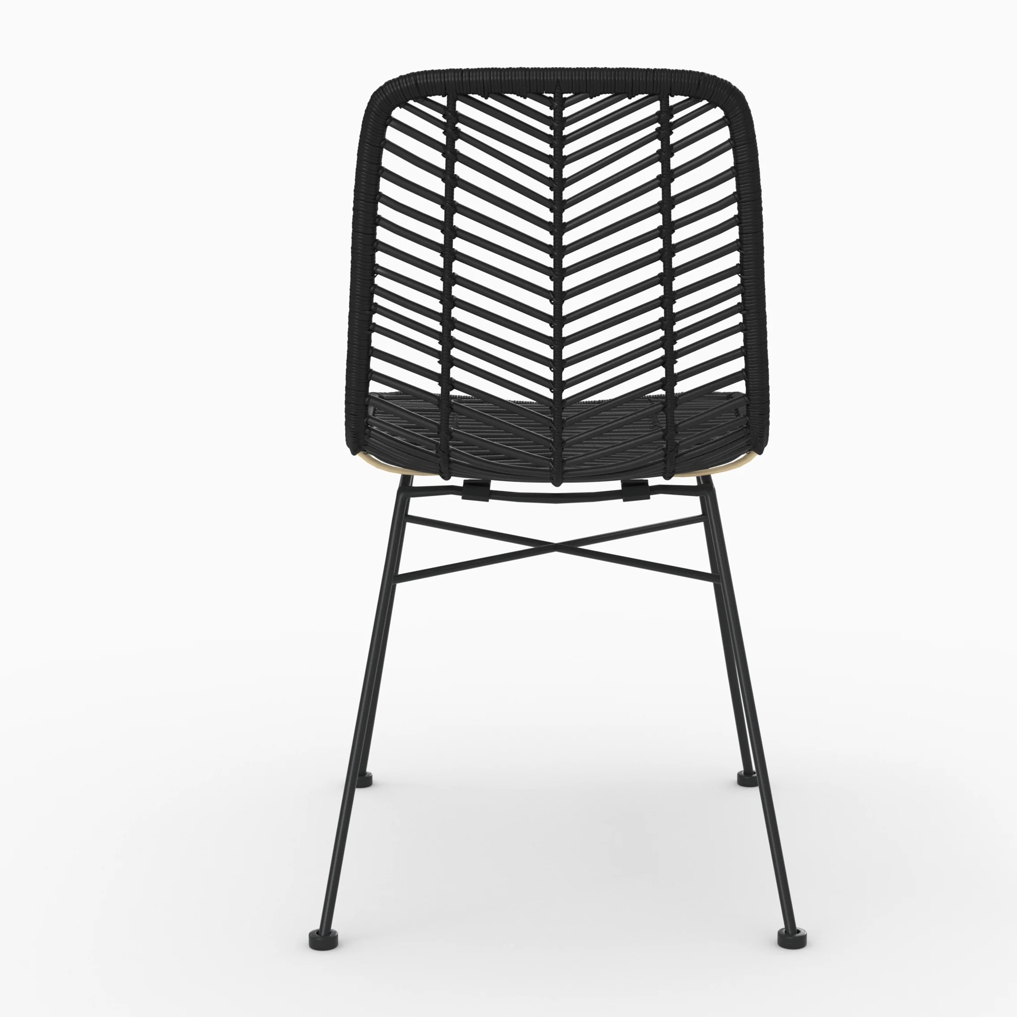 Lot de 2 chaises en rotin et pieds en métal noir - Tamara